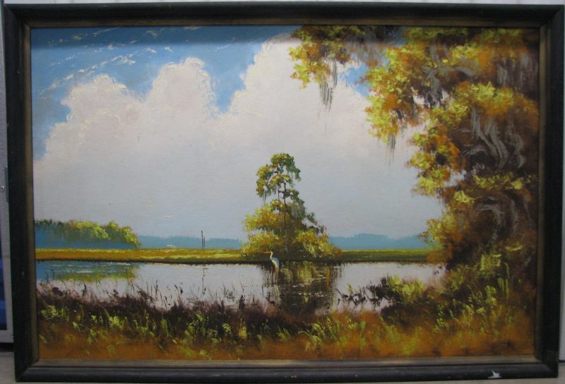 Willie Daniels, (Born 1950), Untitled #3, Oil on Upson, Board, 61x92cm (Image), 70x101cm (Framed), 1970, Signed.