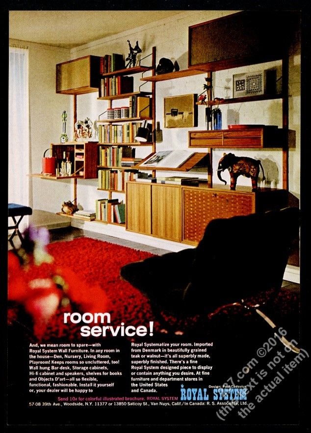 Vintage ads for the Danish Modern Teak Poul Cadovious Royal System 1960's. 