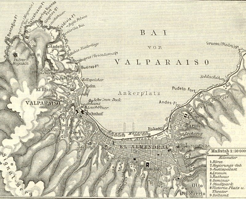 Map of Valparaiso, Chile.