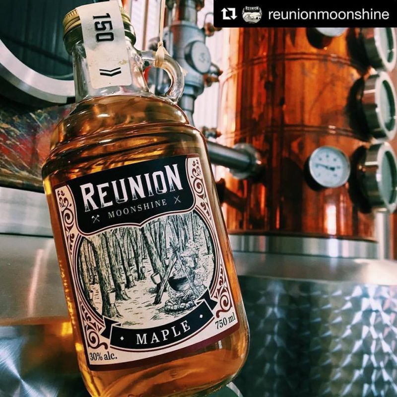 Reunion Maple Moonshine, handcrafted by Top Shelf Distillers, is now available in our storefront for your imbibing pleasure. 
'Like' Reunion Moonshine for all things 'shine... we'll be making some more announcements shortly
Instagram: @Reunionmoonshine 
Twitter: @Reunionmoonshne / Bottoms Up 