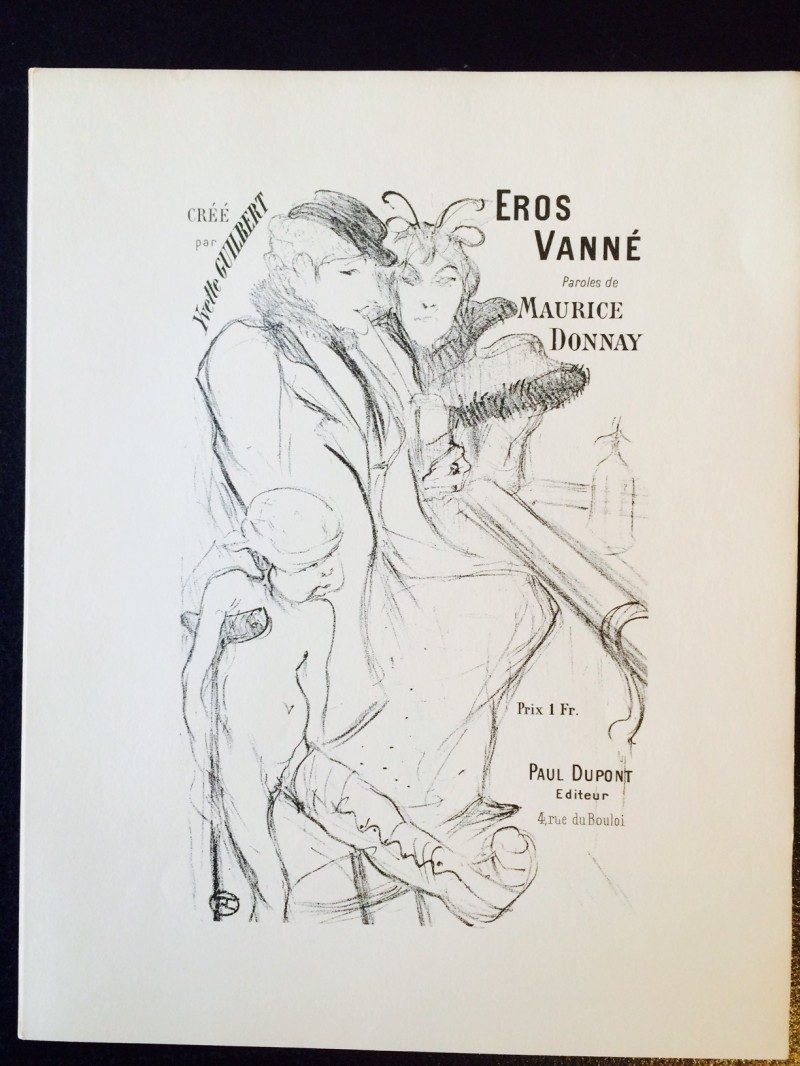 Henri de Toulouse-Lautrec (24 Nov 1864 – 9 Sept 1901) was a French painter, printmaker, draughtsman and illustrator who emersively depicted the elegant and provacative culture of Paris in the late 1800's. 'Reproductions: Eight Rare Song Sheets by Toulouse-Lautrec', New York, 1952. 14.5 x 11.5 inches each. $350.