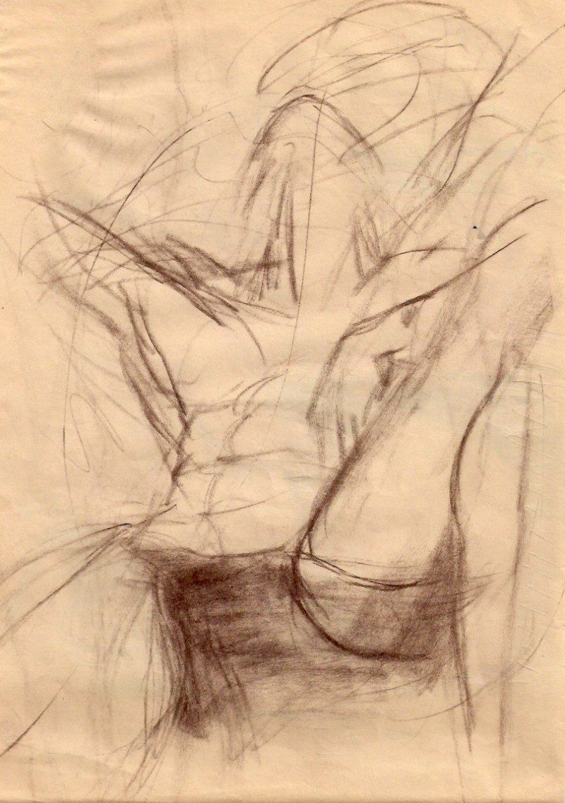 Untitled, Artist Unknown, Date Unknown, Approx. 1950’s. Conte on paper, 8 x 11.5 inches, $85.