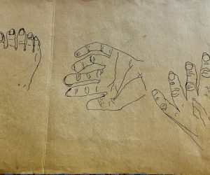 ‘Hands & Foot’ Mid Century Drawing, Unknown Artist 1950’s