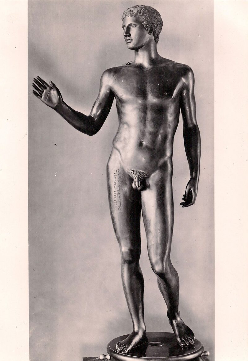 Bronze Statue. Authentic Vintage Photographic Postcard, 1940-50's, Measures 4.5 x 5 inches (card sizes vary), Mild to no aging, SOLD. 