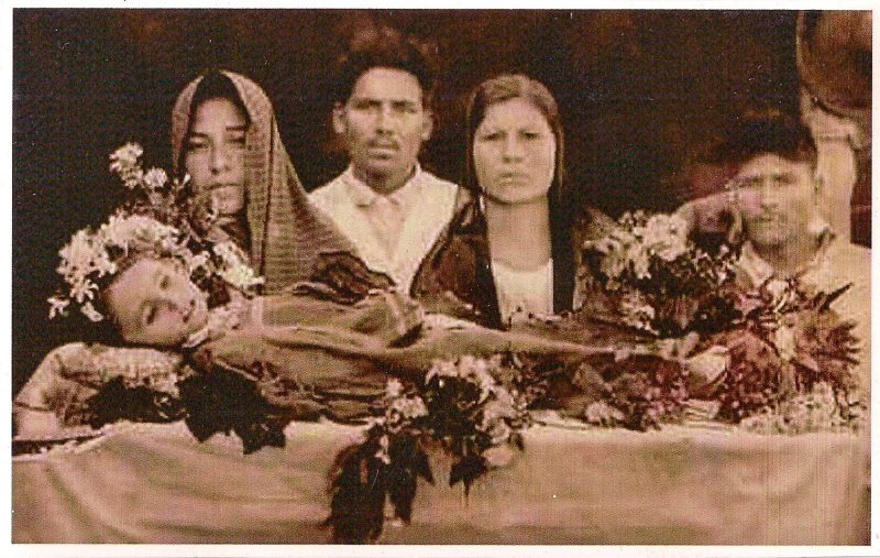 Post Mortem Photograph (reproduction), Original Date & Origin Unknown. Acquired in Vintage Shop in Puerto Vallarta, Mexico. Measures 5 x 3.25 inches. $25.