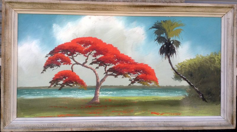 Alfred Hair (1941-1970), Royal Poinciana Tree, Oil On Upson Board, 61 X 122cm, Image, 80 X 141cm, Framed, 1962. Signed. On Loan To 'Art In The Embassies'.