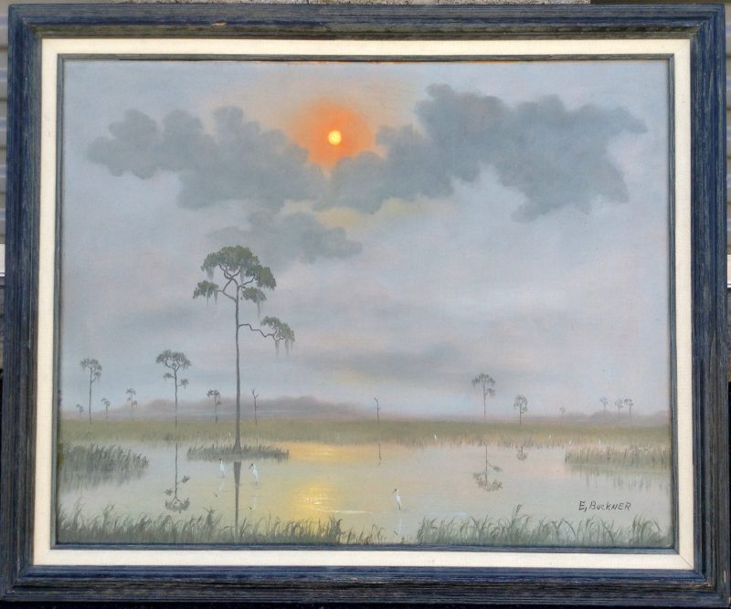 Ellis Buckner (1943-1991), Misty Everglade Sunrise, Oil On Canvas, 61 X 76cm (Image), 80 X 95cm, (Framed), 1970, Signed.