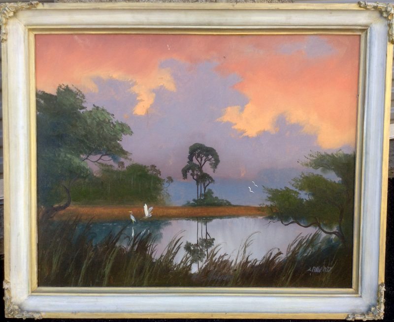 Livingston Roberts (1941-2004), Tranquil Everglades Sunset, Oil On Upson Board, 61 X 76cm (Image), 81 X 96cm (Framed), 1968, Signed.