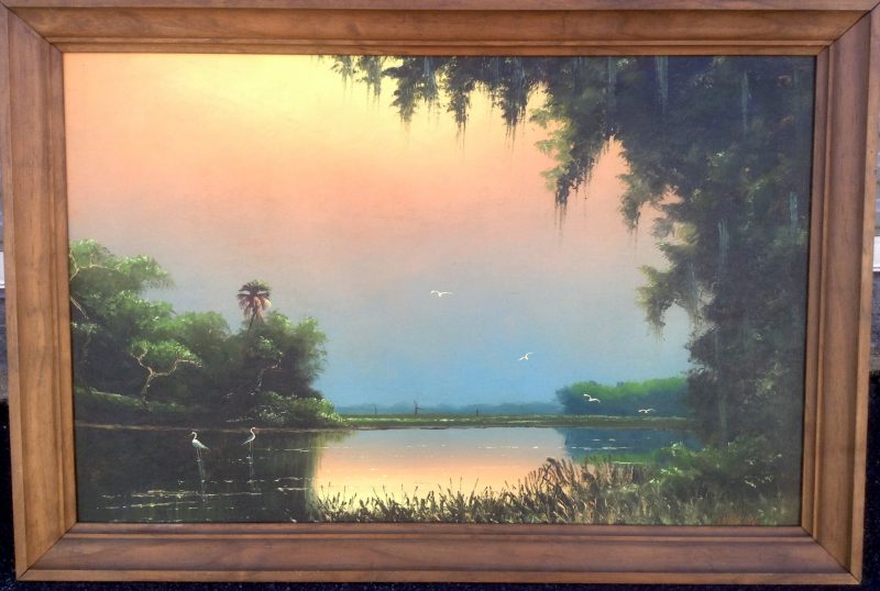 Sam Newton (Born 1948), Lazy River Sunset, Oil On Upson Board, 61 X 92cm, (Image), 81 X 112cm (Framed), 1978, Signed.