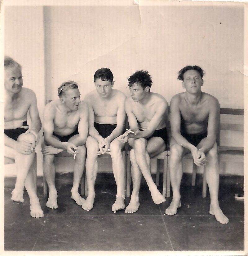 Bathers, Artist Unknown, Black and White Photograph, Digital Print, 1950s, 2 x 2 inches, Printed on 8x10 inches phtoo paper. $45.