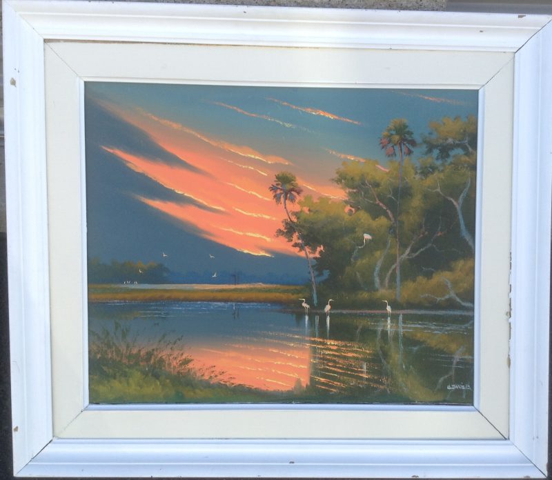 Willie Daniels (Born 1950), Fire Sky Sunset, Oil On Canvas, 46 X 61cm (Image), 66 X 81cm (Framed), 1999, Signed.
