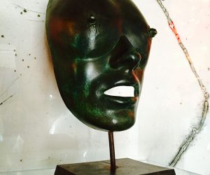 SOLD. Unique 1979 Bronze Sculpture Breast Mask