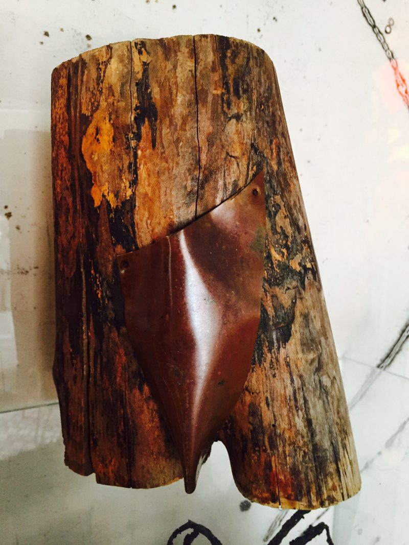 Anonymous Found Wood Sculpture, depicting lower body with Copper 'Loin Cloth'. Back View.