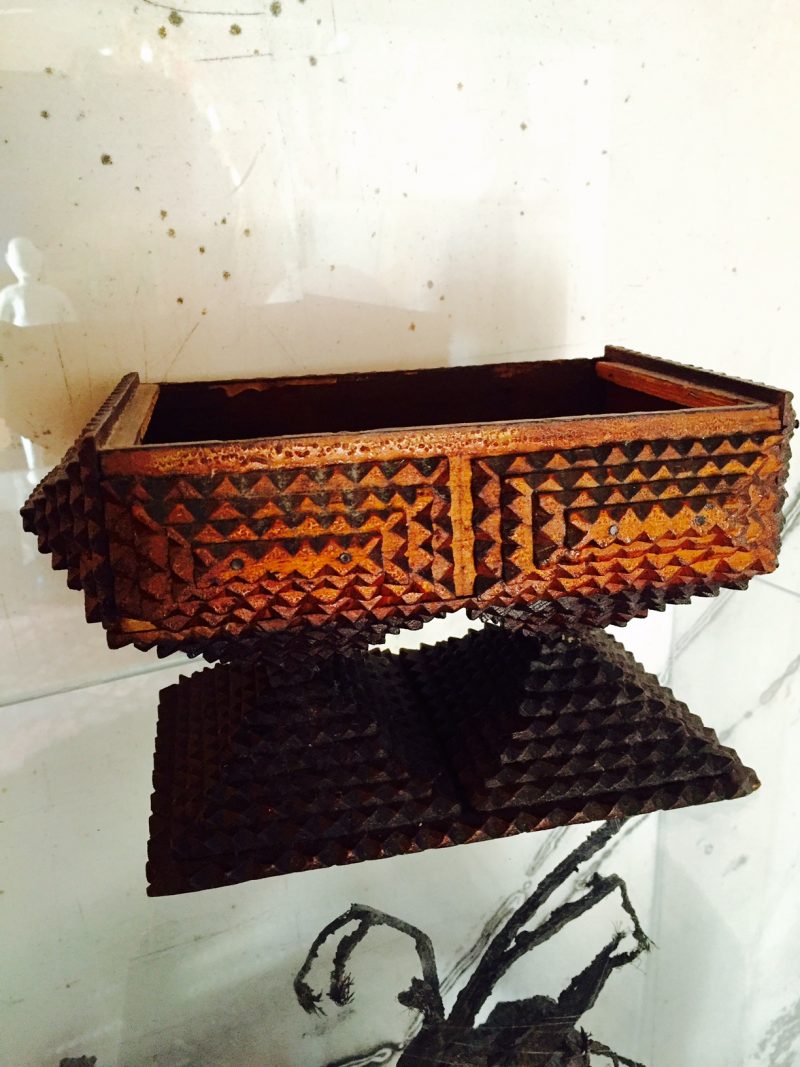 Impressive Deeply Layered Tramp Art Pyramidal Jewellery Box with Removable Matching Wood Lid.