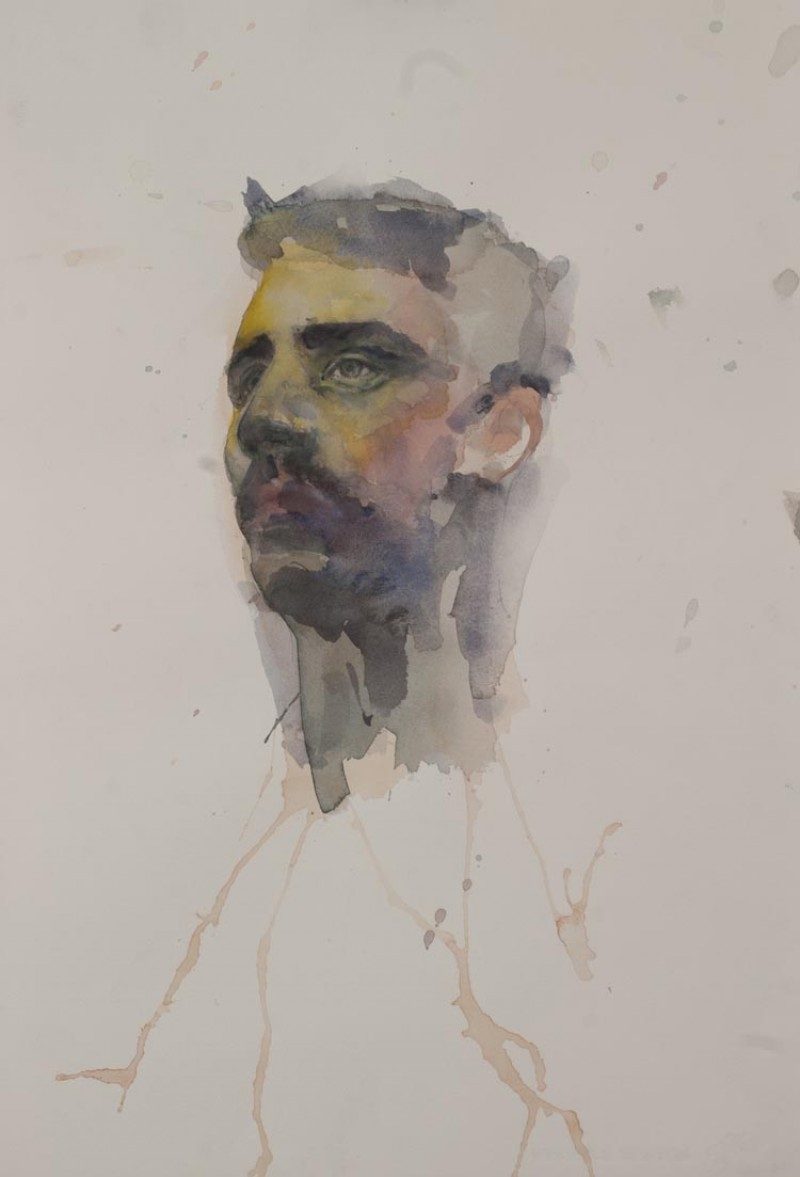 Andrew Moncrief, Study - Self-portrait #2, Watercolour on Paper, 14 x 10 inches (35cm x 25) 2013,  $400. Unframed.