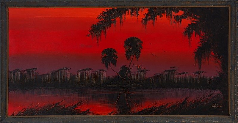 James Gibson (Born 1938), Devil Sky, Oil on Upson Board, 61x122cm (Image) 69x130cm (Framed), 1967, Signed.