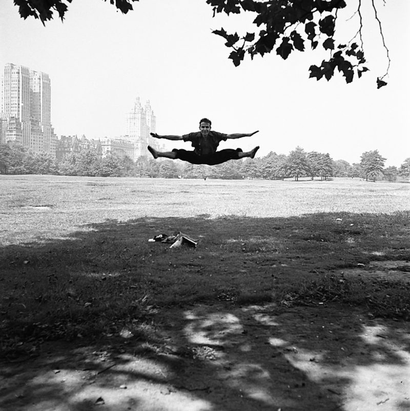 Vivian Maier, Central Park New York, Man Doing Splits in Mid Air. 1951-55.