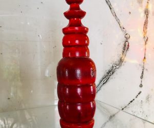 Wood Carved Red Asian Container
