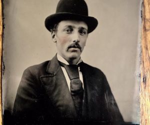 Antique Tintype Photograph Man with Hat Portrait