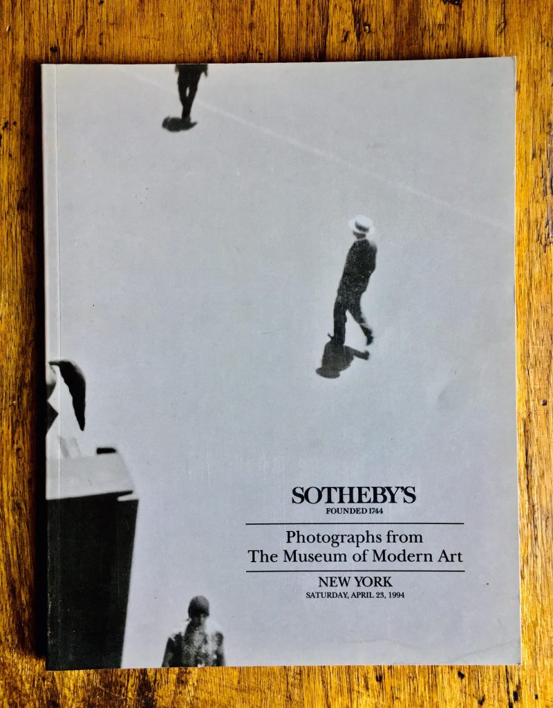 Sotheby's, Photographs from The Museum of Modern Art, New York, Saturday April 23, 1994. Over 50 pages. No markings, great conditon.  