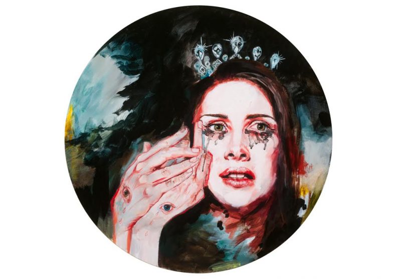 Sharon VanStarkenburg (Ottawa, Canada), Girl Stigmata, 2016, Oil on Panel, 20 inches circumference. $750.