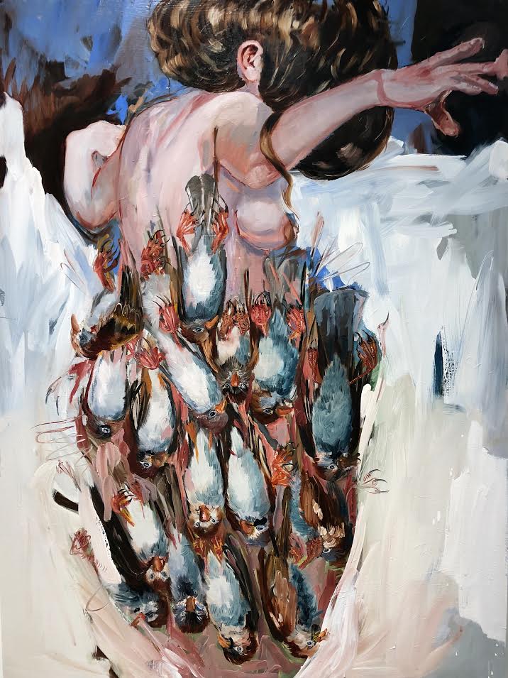 Sharon VanStarkenburg (Ottawa, Canada), Hollow Bones, 2018, Oil on Panel, 48 x 36 inches. $2000. 
