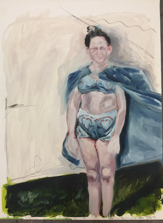 Sharon VanStarkenburg (Ottawa, Canada), 'Hearts' 2019, 14 x19 inches, Oil on Terraskin Paper, $125.