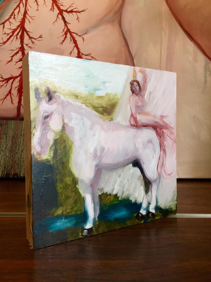 Sharon VanStarkenburg (Ottawa, Canada), 'On Show' 2019, 10 x 10 inches, Oil on Wood Panel, $225