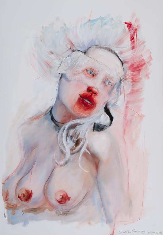 Sharon VanStarkenburg (Ottawa, Canada), 'Don’t Worry', 2014, Oil on Terraskin, 25 x 17 inches. $250
