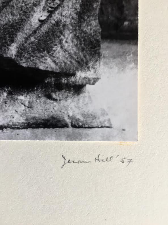 Jerome Hill. 'Fragment by Gaudi', 1957, Authentic Photograph, Measures 7.75 inches x 8.5 inches (print only) and 11 x 12 inches with backing (includes title, signature and year).Photo has 'unglued' from the mat. Image 2/5. USD$450.