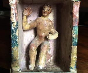 Antique Niño Jesús de Praga Wood Sculpture