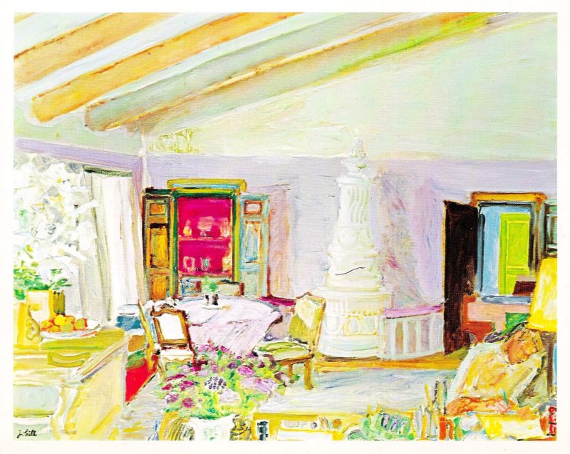 'The Porcelain Stove' by Jerome Hill. Courtesy of Babcock Galleries, New York. Promotional card for exhibition. Measures 7 x 5.5 inches. 