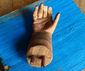 SOLD. Mid Century Wood Hand of Baby Jesus