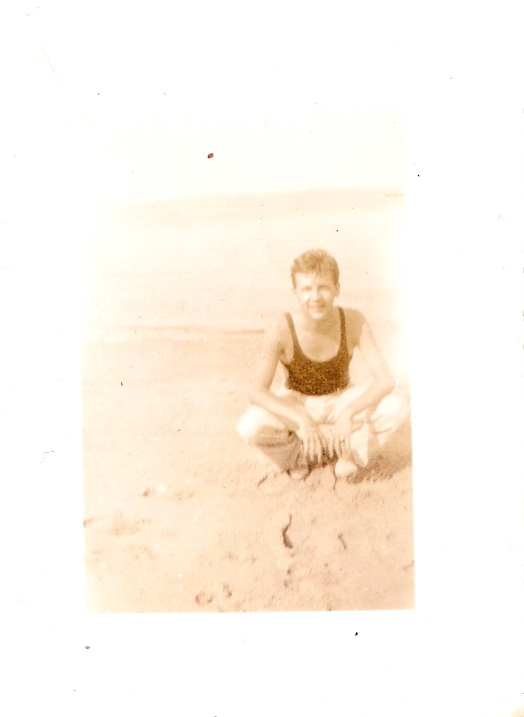 'Fire Island Series', Mid Century Authentic Sepia Photograph, 'Man Posing', Measures 2.5 x 3.5 inches. SOLD.