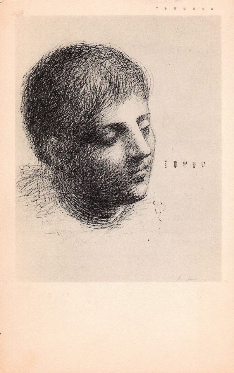 Vintage Postcard, 'Tete de Jeune Homme by Picasso, 1923, Drawing in the Brooklyn Museum Collection', Handwritten 'Merry Christman, Mike, New York 1959', Measures 5.5 x 3.5 inches. $15