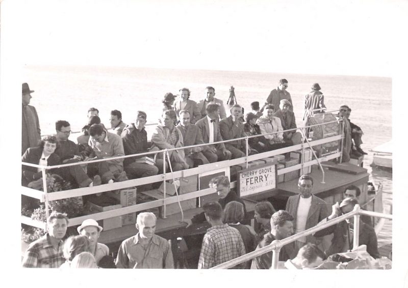 Mid Century Vintage Authentic Photograph, 'Cherry Grove Ferry Arrival Dock', Dated 1951, Measures 4.5 x 3.25 inches. SOLD.