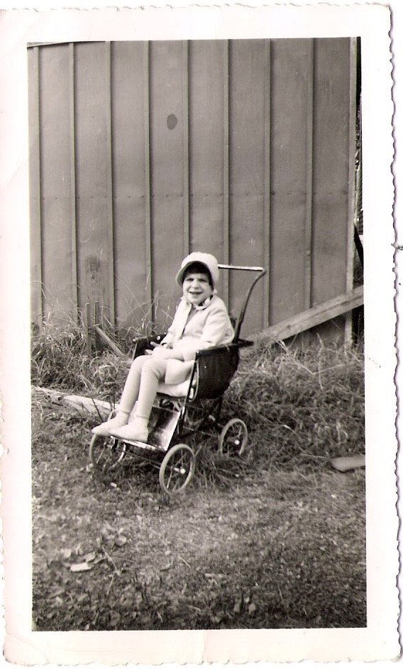 Vintage Anonymous Photograph, 'Adorable Child in Stroller', Measures  3 x 4.75 inches. $15