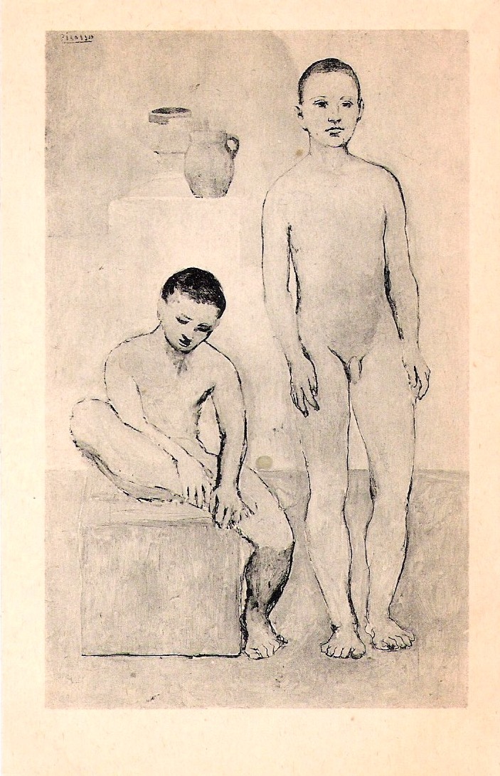 Mid Century Vintage Postcard, 'Two Youths, Pablo Picasso, The Art INstitute of Chicago'. Measures approx. 3.5 x 5.5 inches. $15.