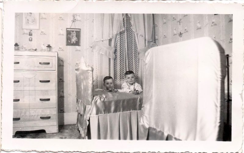 Vintage Anonymous Photograph, 'Bedtime Prayers for Well Behaved  Brothers' , Stamped with INk on verso: 'Godin 1514 Royale, Trois-Rivieres', Measures 2.75 x 4.75 inches. $15