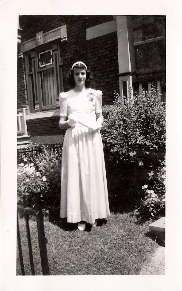 Vintage Anonymous Photograph, 'Young Lady on Graduation', Handwritten 'Juin '49', Measures 3 x 4.75 inches. $15