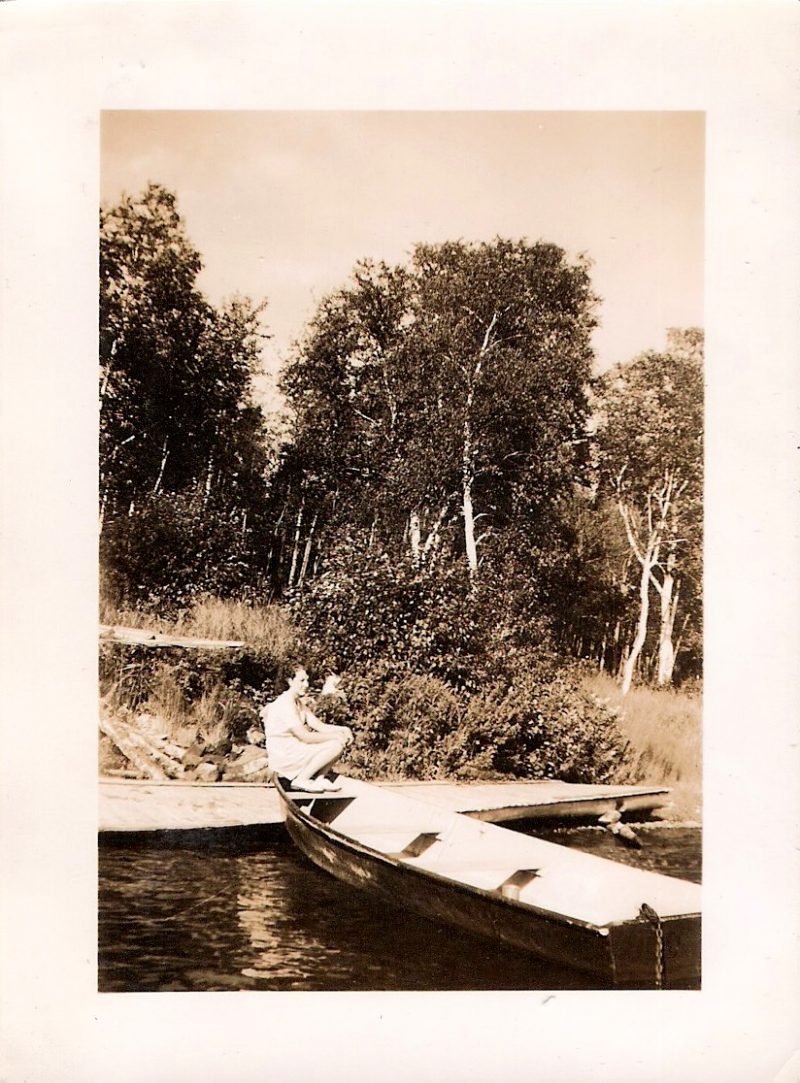 Vintage Anonymous Photograph, Lady & Canoe, 'Juillet 1948', Measures 3.75 x 2.75 inches. $15