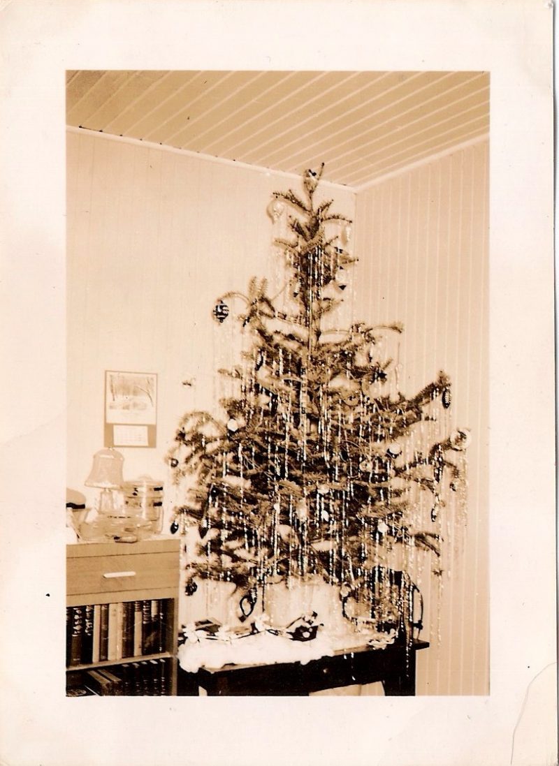 Vintage Anonymous Sepia Toned Photograph, 'Classic Christmas Tree', Dated in pen on verso: '25/12/49', Measures 2.75 x 3.75 inches. $25