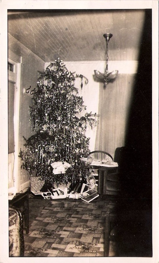 Vintage Anonymous Sepia Toned Photograph, 'Classic Christmas Tree', Measures 2.75 x 4.5 inches. $25