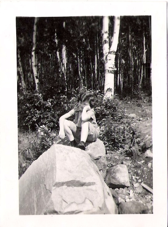 Vintage Anonymous Photograph, 'Young Boy/Girl Day Dreaming on a Rock', Measures 2.75 x 3.75 inches. $15