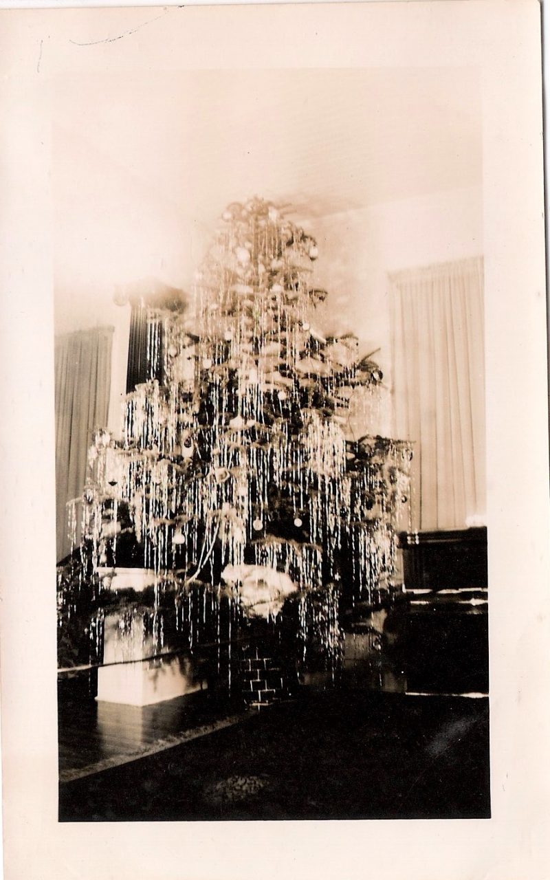 Vintage Anonymous Sepia Toned Photograph, 'Classic Christmas Tree', Dated in pen on verso: '25/12/48', Measures 4.75 x 3 inches. $25