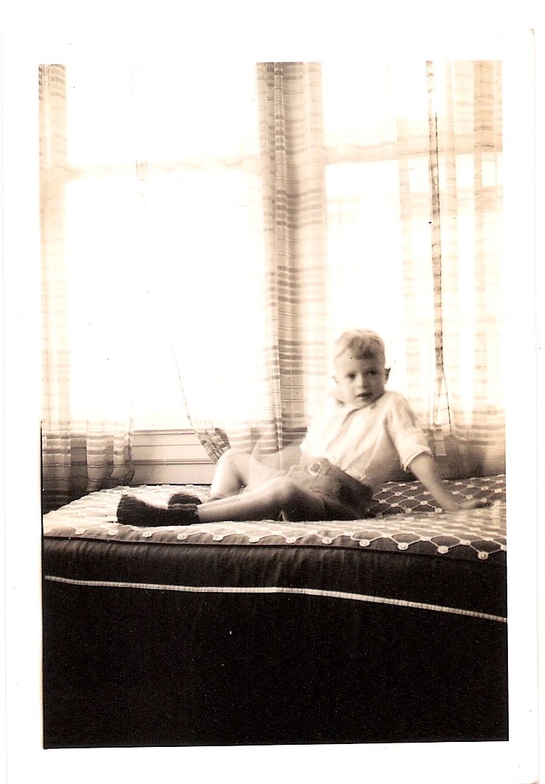 Mid Century Vintage Authentic Photograph, 'Beautiful Boy Posing', 1940's'. Measures 2.5 x 5.5 inches. From an American Estate Sale. $35 for the pair.