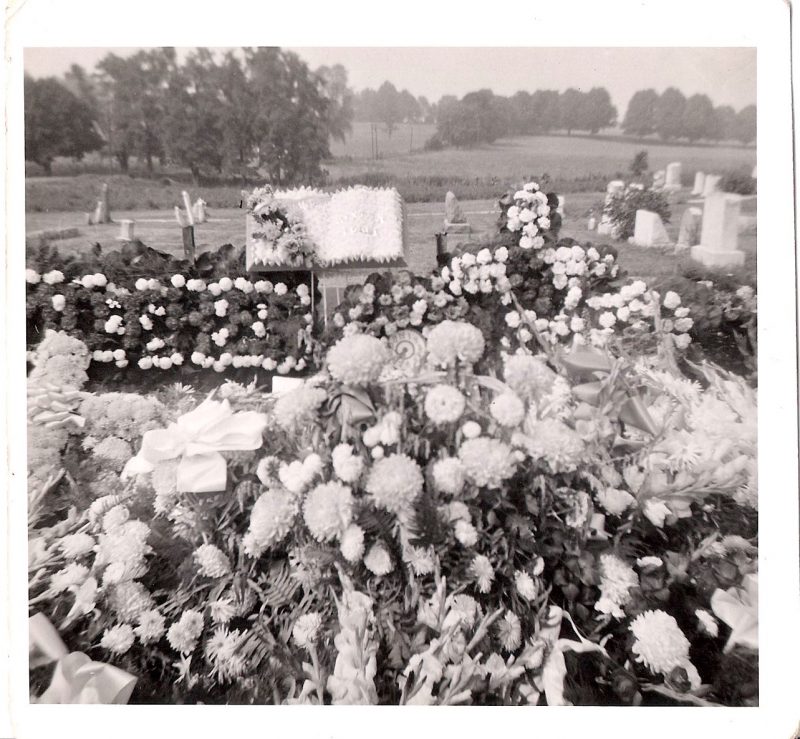 Mid Century Authentic Photograph,  'Beautiful Opulant Cemetary Flowers', Measures 4.25 x 4 inches. $25