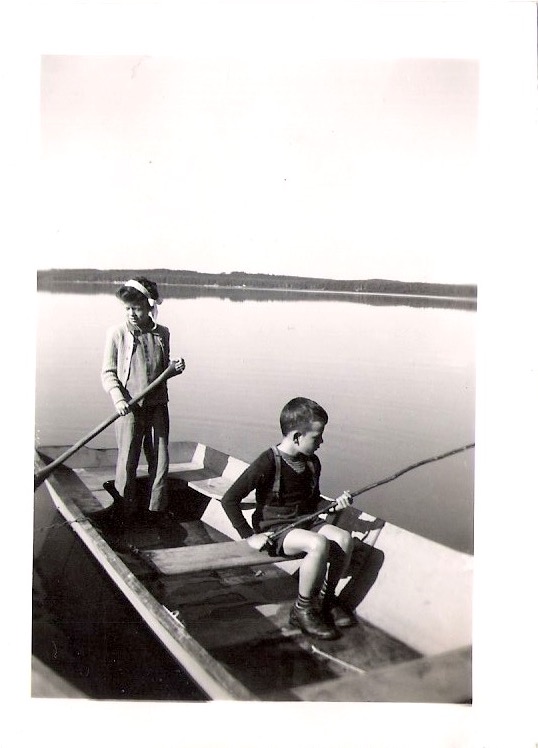 Vintage Anonymous Photograph, 'Boy & Girl on Boat, Aout 1948', Measures 3.75 x  inches. $15