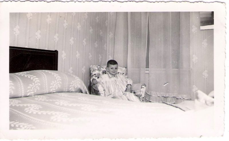 Vintage Anonymous Photograph, Bedtime for Good Boy, Measures 4.75 x 3 inches. 'Trois-Rivieres, Juin '48'. $15