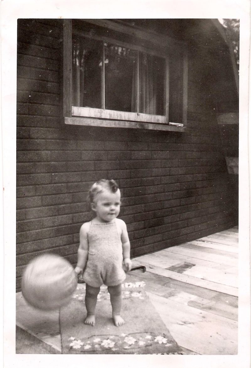 Vintage Anonymous Photograph, 'Child with Ball & Carpet', Handwritten on verso; 'June Brouse, 13 mois', Measures 3.25 x 5 inches. $15